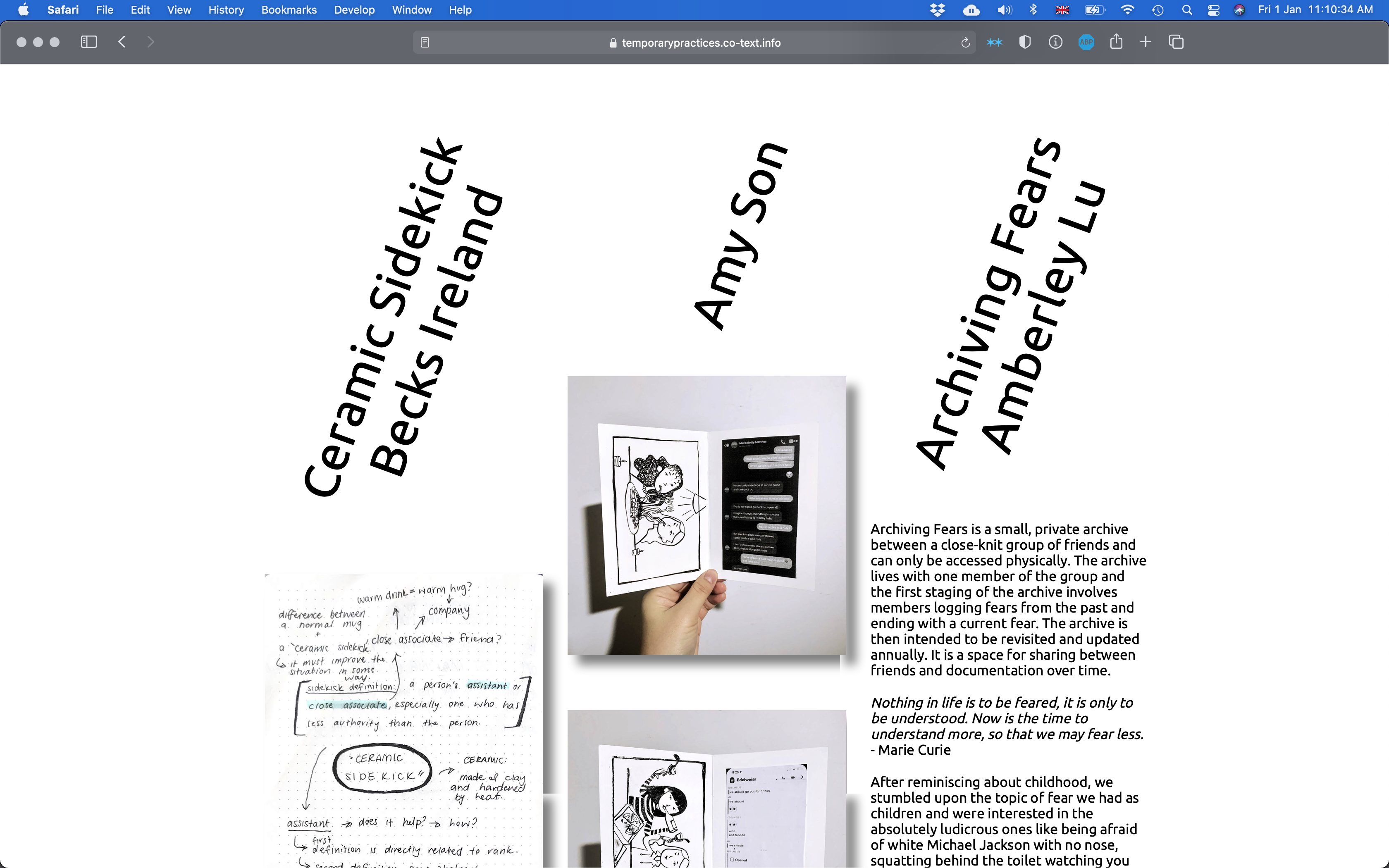 screen shot of website